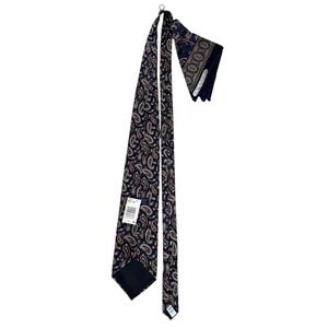 Vintage Oscar de la Renta Silk Tie Pocket Square Set NWT Paisley USA Made 90's‎